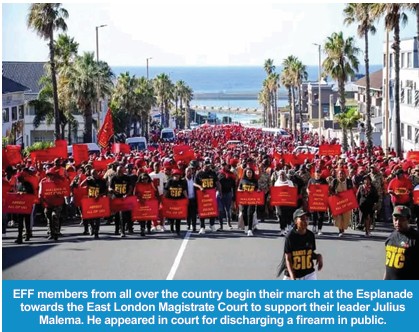 EFF members marching at the Esplanade East London
